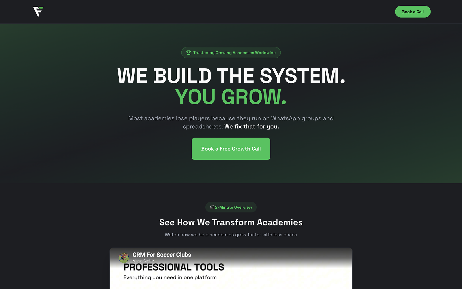 Football academy CRM
